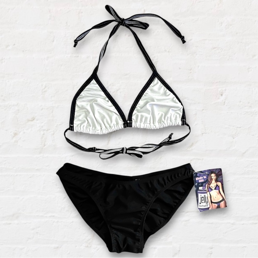 NWT Vintage Y2K Black and White Bikini